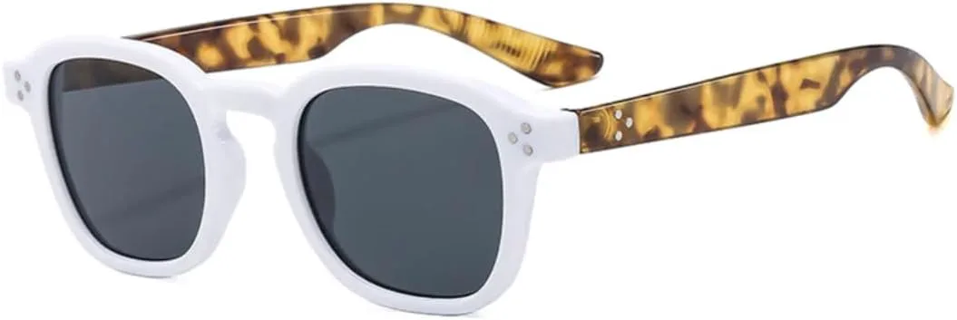 

Ретро квадратные женские солнцезащитные очки с заклепками, мужские прозрачные градиентные очки с защитой от УФ-излучения UV400 TVTBBVV, White Leopard Grey