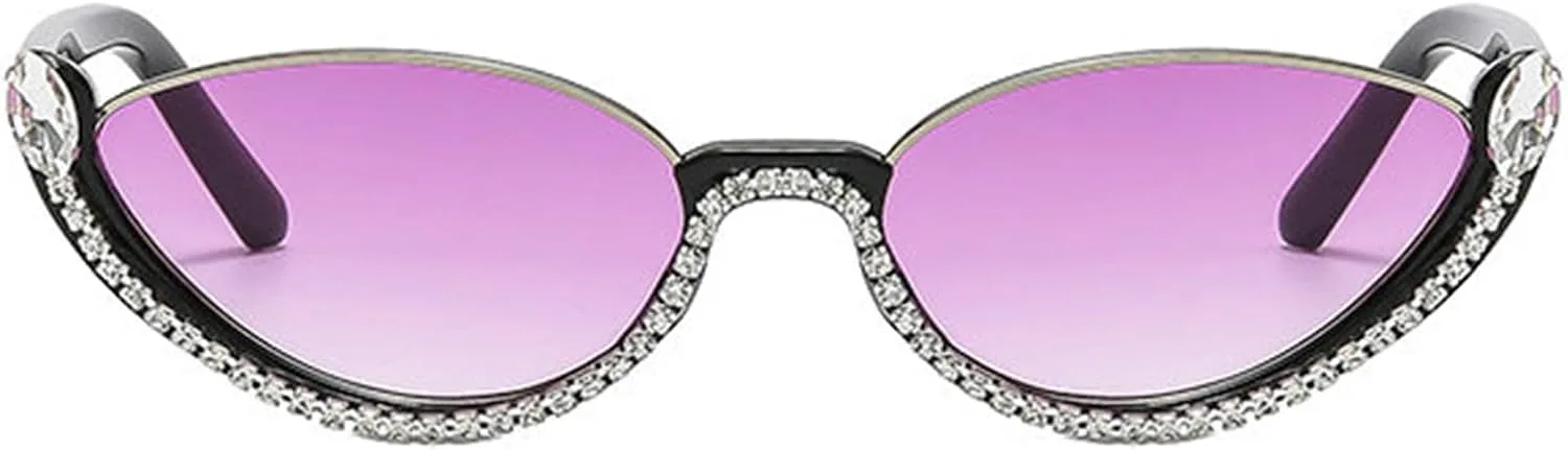 

Солнцезащитные очки Willochra со стразами для женщин, модные, сексуальные, сверкающие, в форме «кошачьего глаза», с бриллиантами, женские, с кристаллами, Black Purple