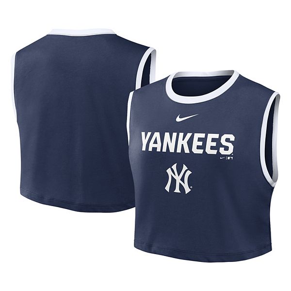 Женская синяя майка New York Yankees Primetime loose dri-fit cropped Nike — фото 2