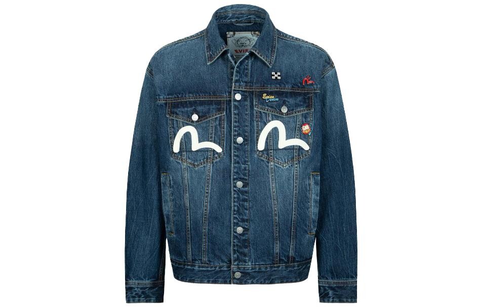 

Джинсовая куртка с логотипом Evisu, темно-синий