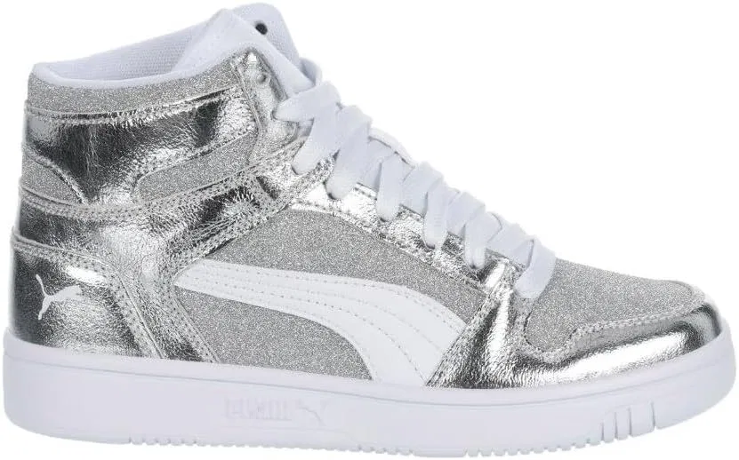 Детские кроссовки PUMA Rebound Layup Mid Shoes (унисекс), White Silver Ss25 — фото 3