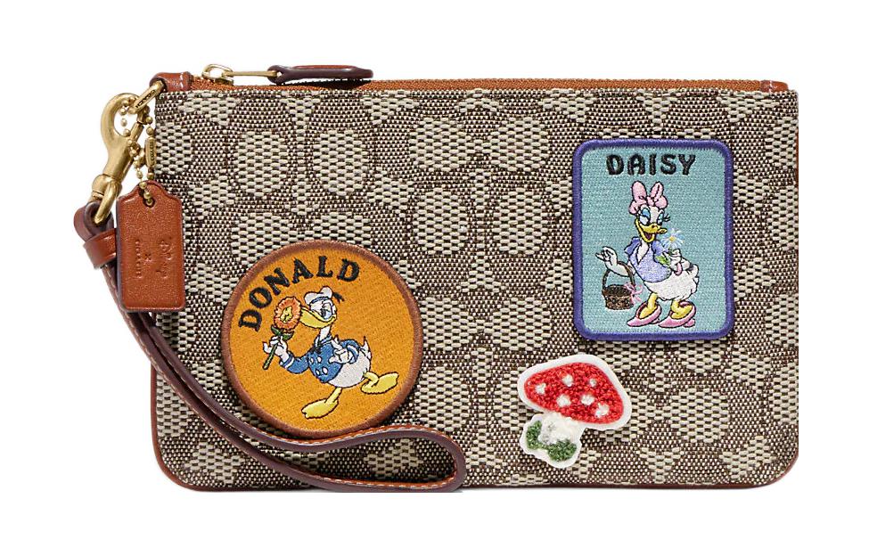 

Coach Сумочка-клатч Disney, кожаная с тканевой отделкой, маленькая, женская, коричневая