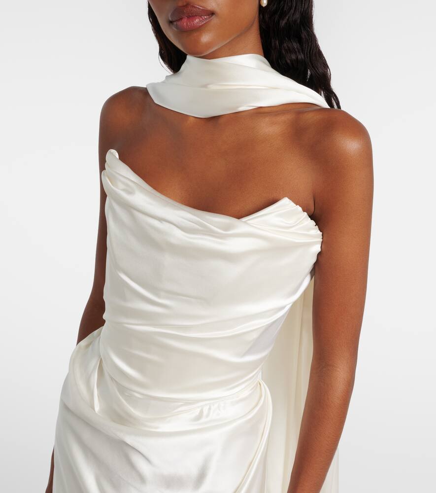 Платье Vixen из смесового шелка с драпировкой и шарфом Vivienne Westwood, Ivory — фото 4