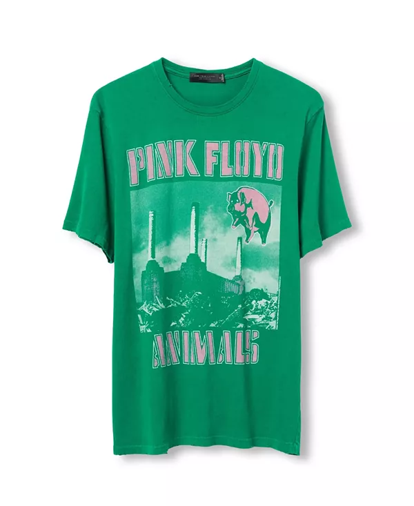 

Футболка унисекс с изображением животных Pink Floyd в винтажном стиле Junk Food Clothing, зеленый