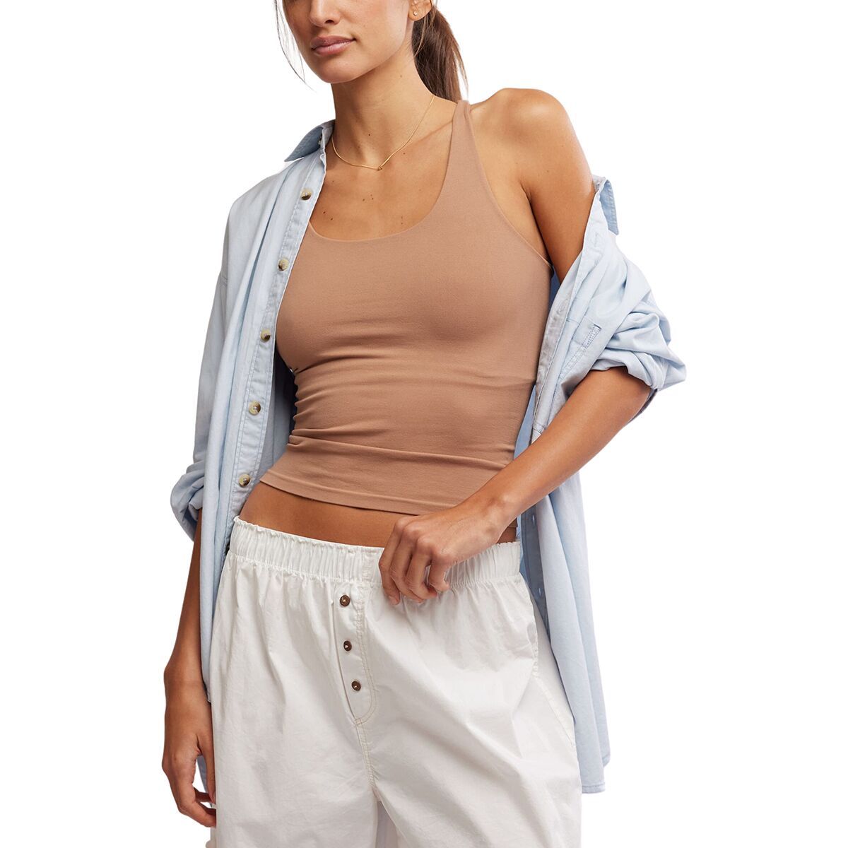 

Чистый линий рейсербэк майка Free People, коричневый
