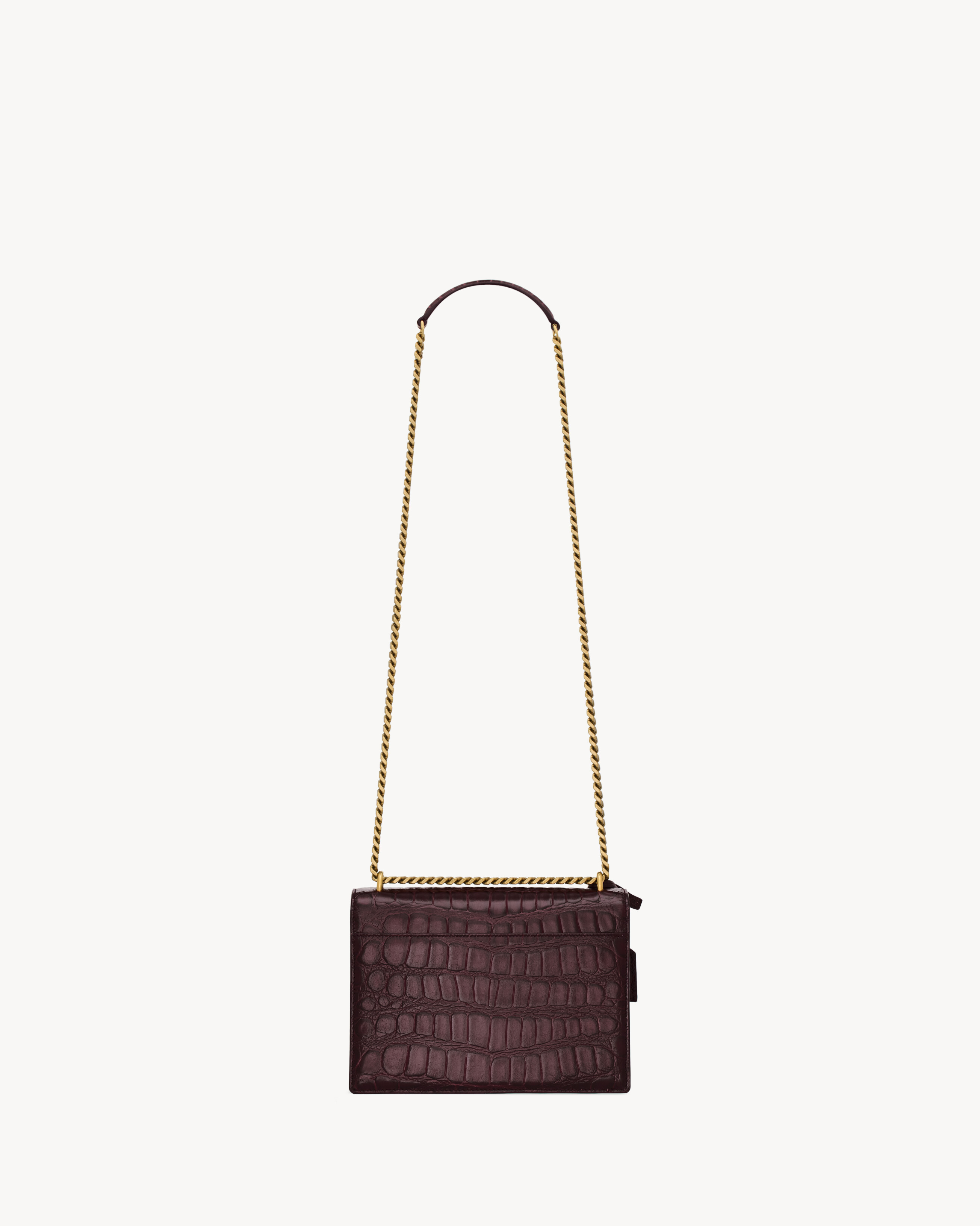 SUNSET MEDIUM из кожи с тиснением под крокодила SAINT LAURENT, коричневый — фото 2