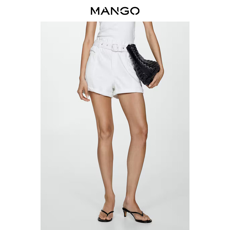 

Женские шорты Mango джинсовые с высокой талией, белый