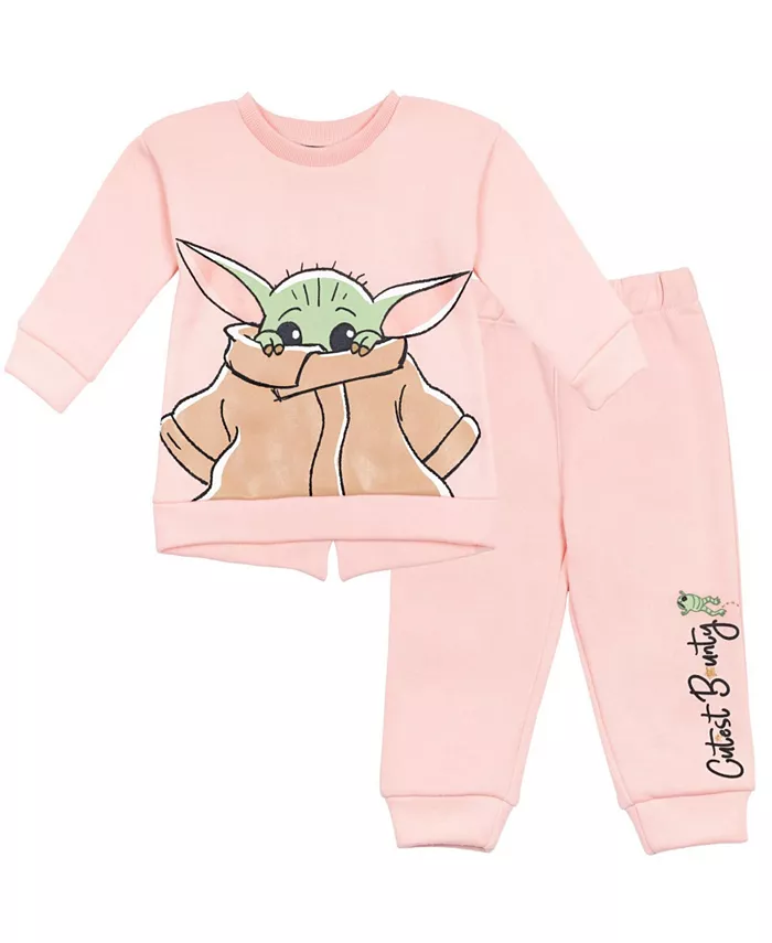 

Детский комплект из флисовой толстовки и брюк Star Wars Yoda для девочек The Mandalorian, розовый