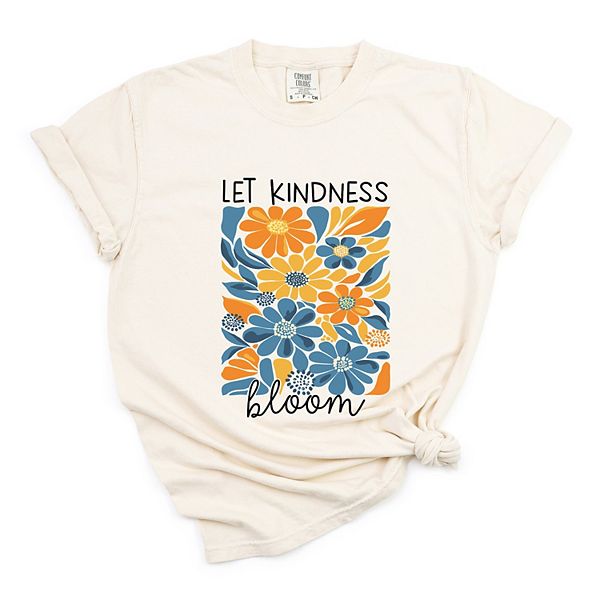 

Футболка с принтом Let kindness bloom blue and orange flowers, garment dyed Simply Sage Market, Ivory, Зеленый, Футболка с принтом Let kindness bloom blue and orange flowers, garment dyed Simply Sage Market, Ivory