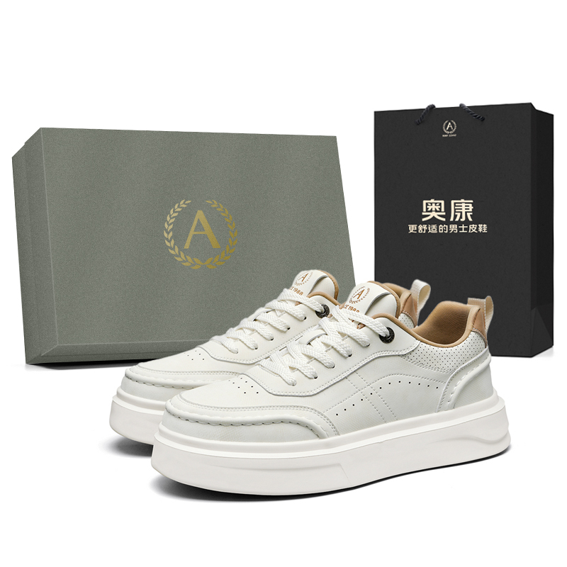 

AOKANG Кроссовки Air Force One Series Low-Top Casual Skateboard Shoes в бело-коричневой коробке, цвет White Brown Box