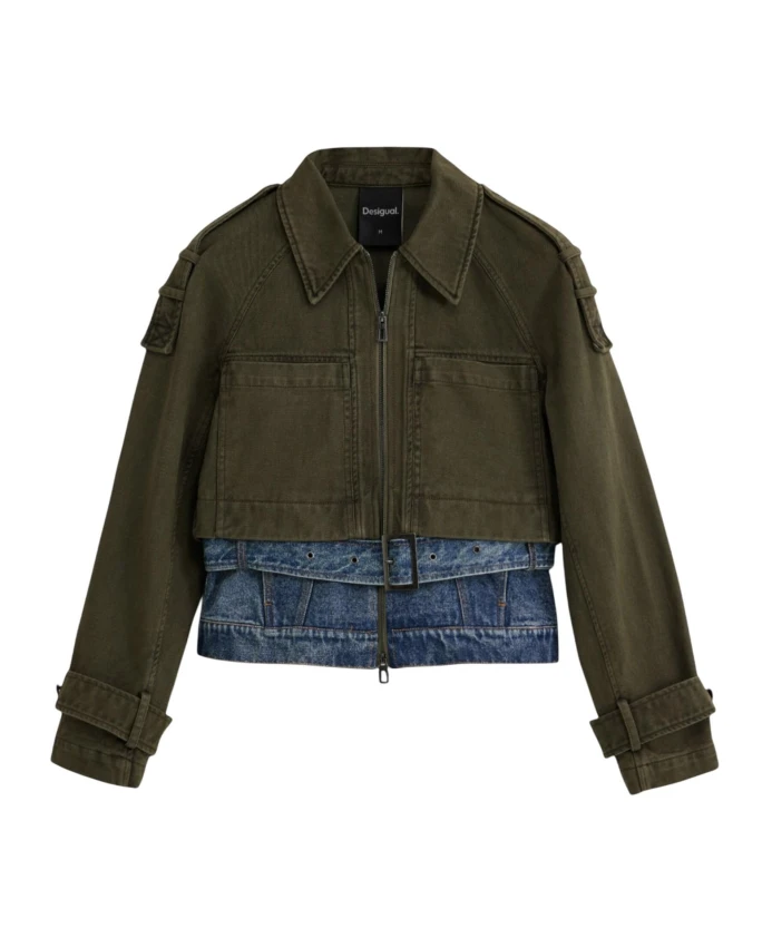 

Короткая джинсовая куртка в стиле милитари Desigual, зеленый