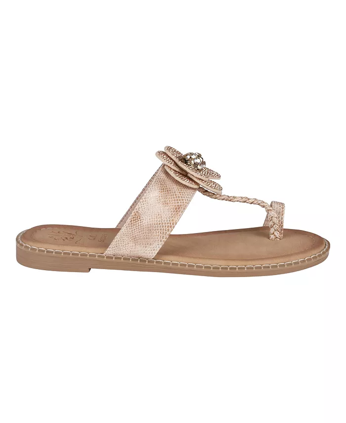 Женские плоские сандалии Blossom Flower с украшением на пальцах в виде цветов GC Shoes, розовый — фото 2