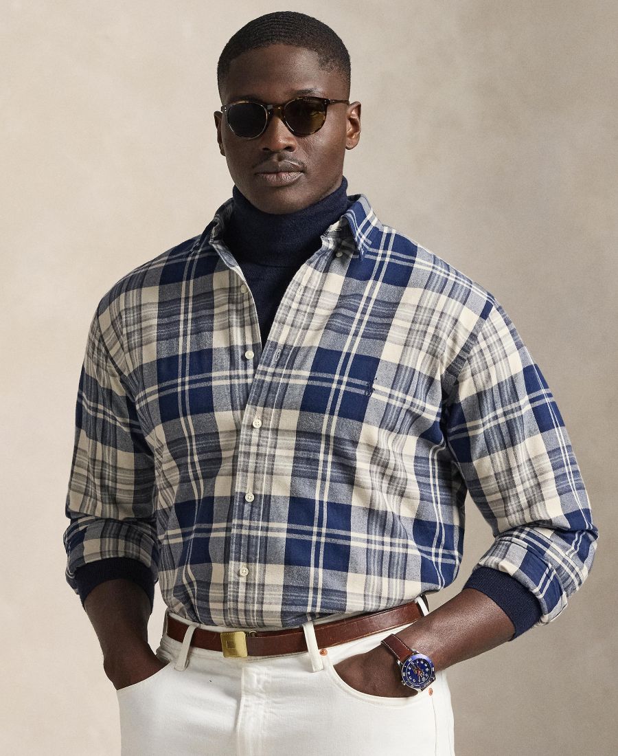 

Мужская рубашка в клетку "Оксфорд" больших размеров Polo Ralph Lauren, Off white navy multi