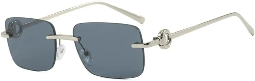 

Стильные квадратные очки без оправы для мужчин и женщин, высококачественные декоративные солнцезащитные очки с защитой от ультрафиолета TVTBBVV, Silver Grey