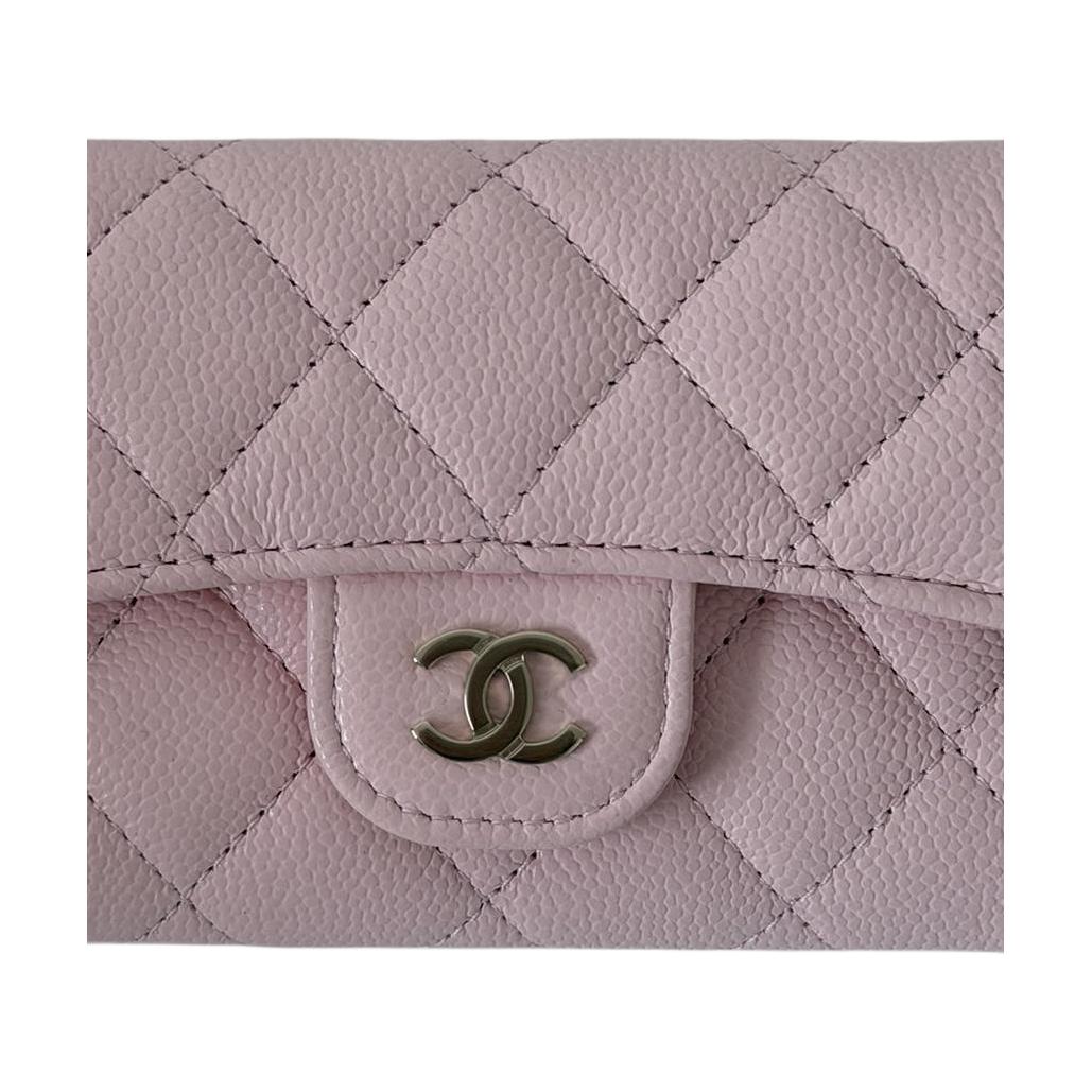 CHANEL Визитница из блестящей телячьей кожи с зернистой текстурой и золотистым металлом для женщин, цвет Cherry Blossom Pink — фото 4