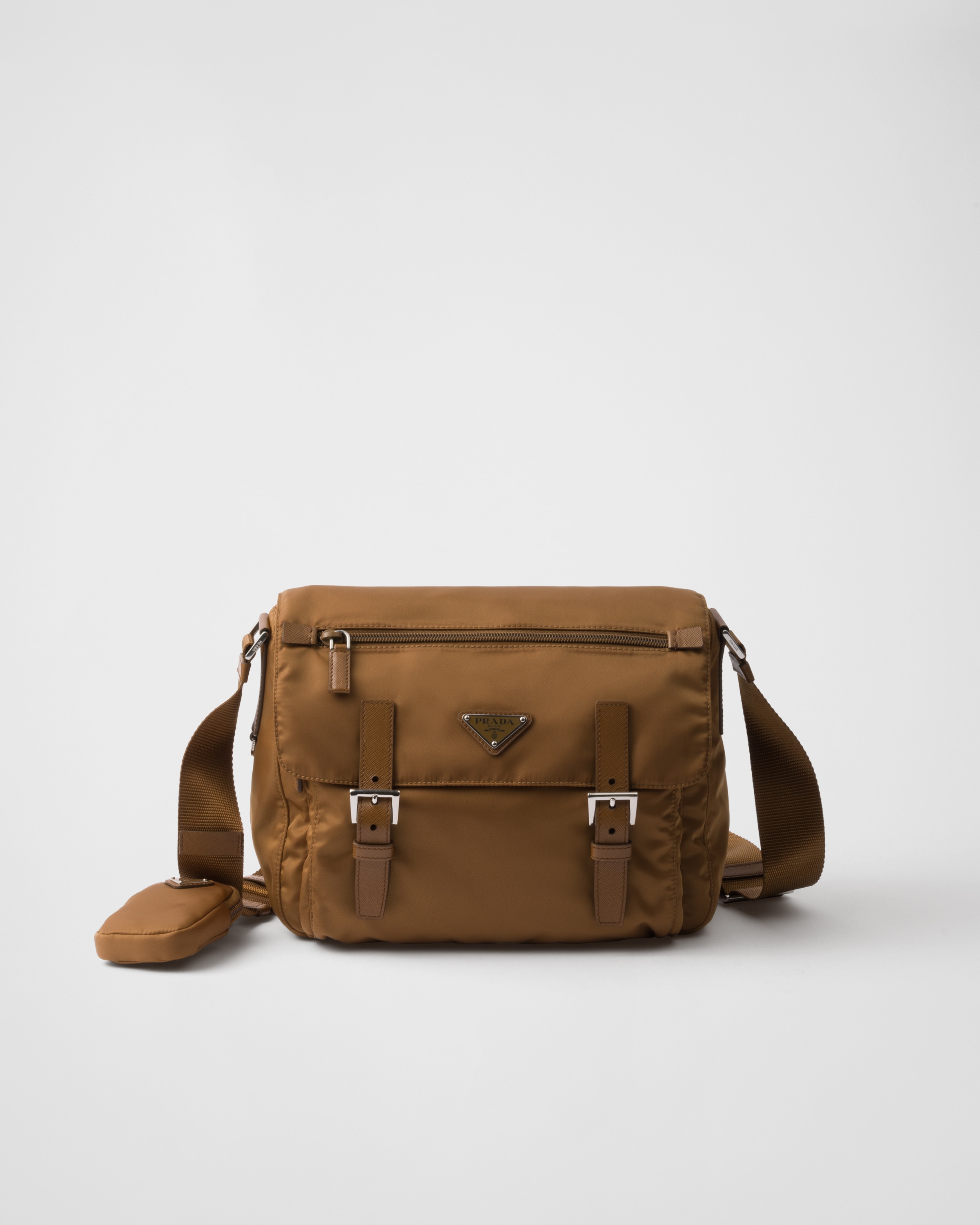 

Плечевая сумка из переработанного нейлона Prada, коричневый