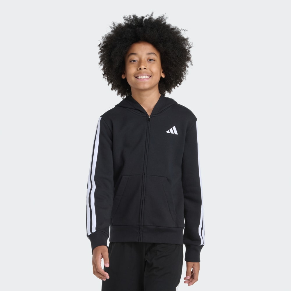 

Толстовка Adidas Full-Zip Hooded Essential 3-Stripe Fleece, черный
