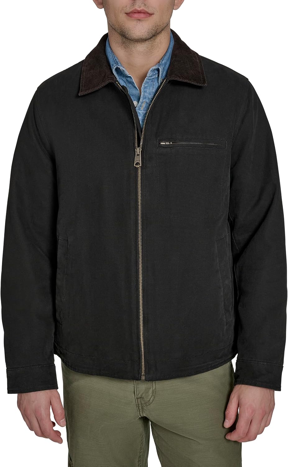 

Мужская хлопковая куртка Levi's Depot с вельветовым воротником, Black