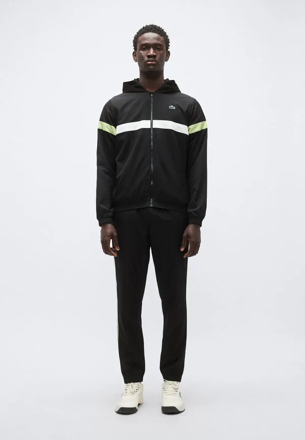 Теннисный спортивный костюм, спортивный костюм с капюшоном Lacoste Sport, Black/White