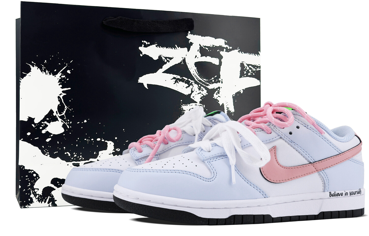 

Кроссовки Nike Dunk Skateboarding Shoes Women's Low-top Light Pink, синий