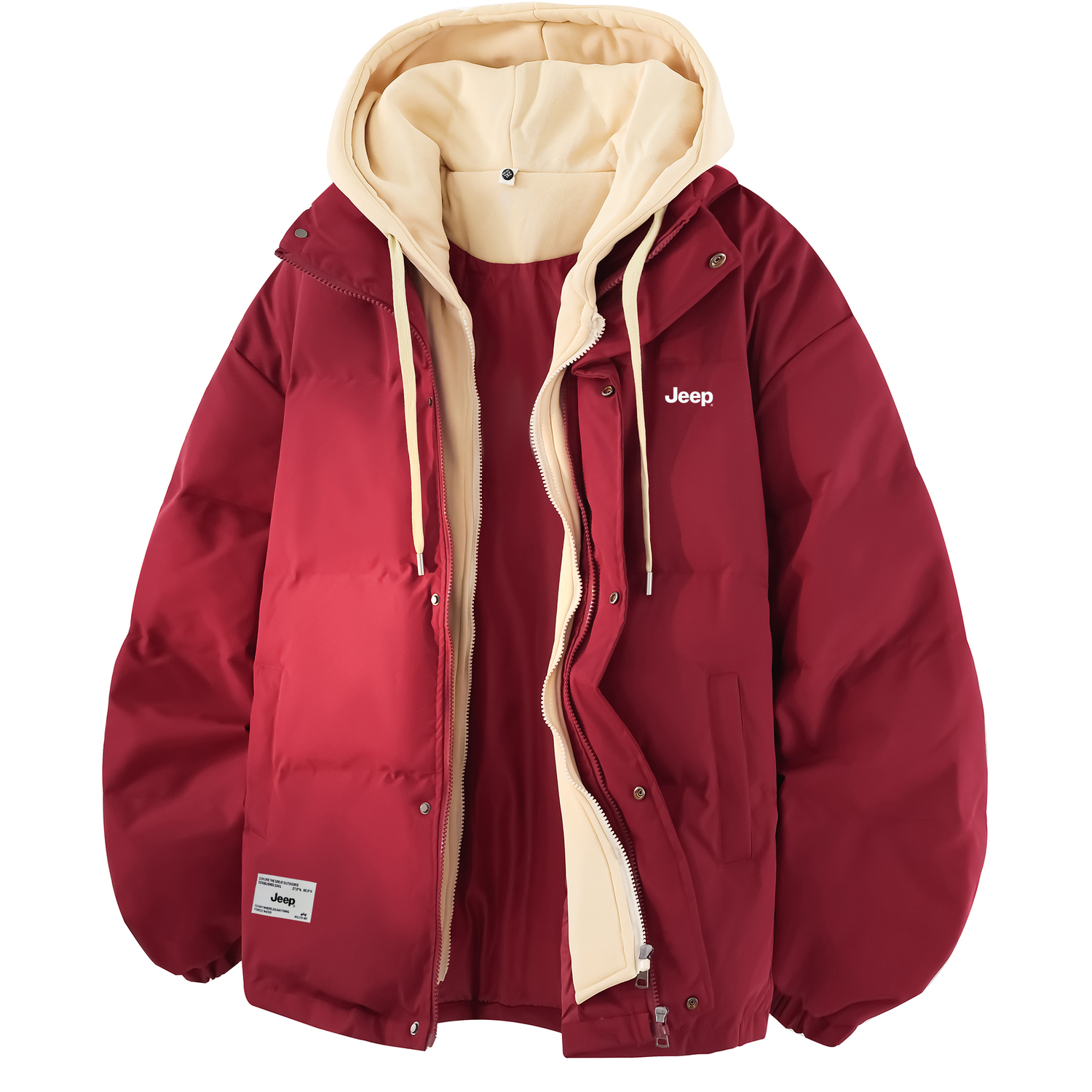 

Пуховик Unisex Thickened Jeep, burgundy "cold-resistant thermal, quality upgraded"