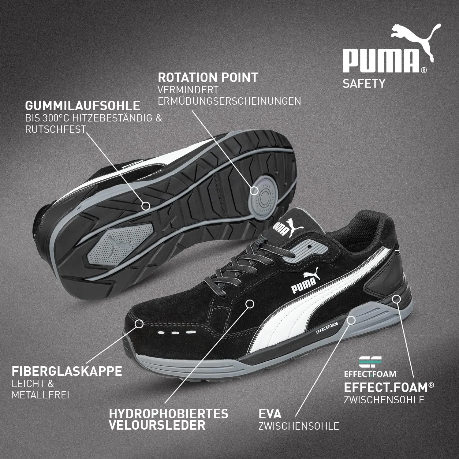 Высококачественные мужские ботинки Puma Safety Airtwist, защитные ботинки S3 ESD HRO SRC, защитный колпак из стекловолокна, защита от электроники, неустойчивая ножка, термостойкие, без металлических вставок, черный/красный — фото 4