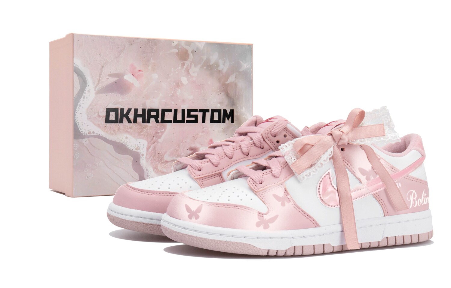 

Кроссовки Nike Dunk Skateboard Shoes Women's Low-Top White Pink, Розовый, Кроссовки Nike Dunk Skateboard Shoes Women's Low-Top White Pink