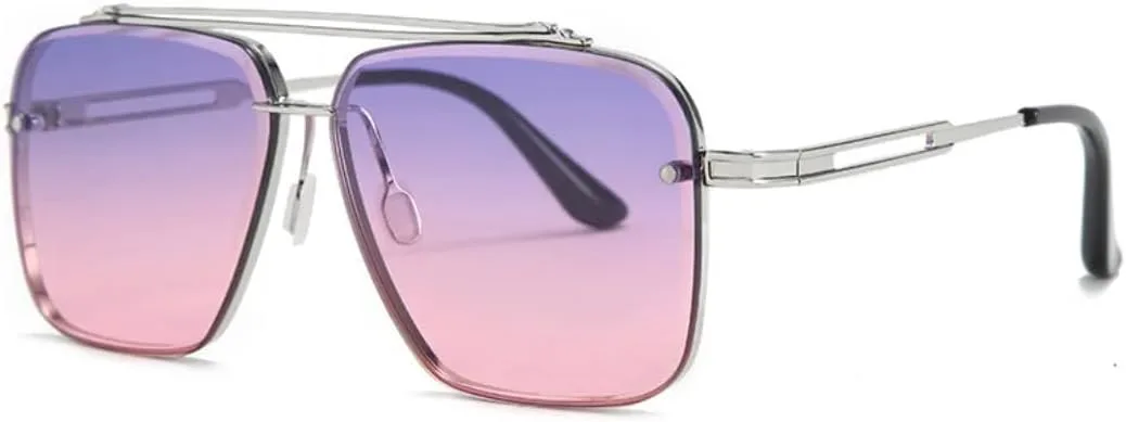 

Мужские и женские солнцезащитные очки в оправе из сплава, женские с защитой от УФ-излучения UV400 TOIPASTN, Silver Purple Pink