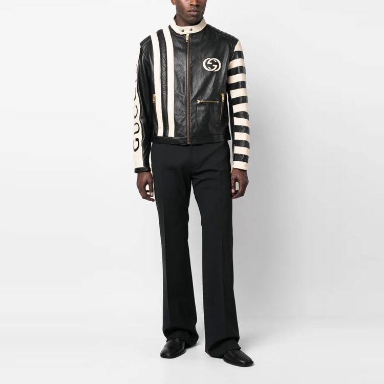 Куртка кожаная GUCCI черно-белый — фото 3