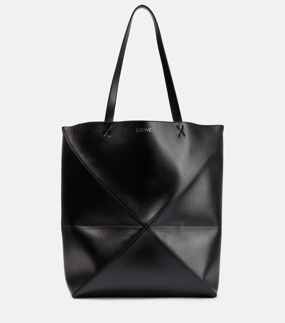 

Большая кожаная сумка-тоут Puzzle Fold Loewe, черный