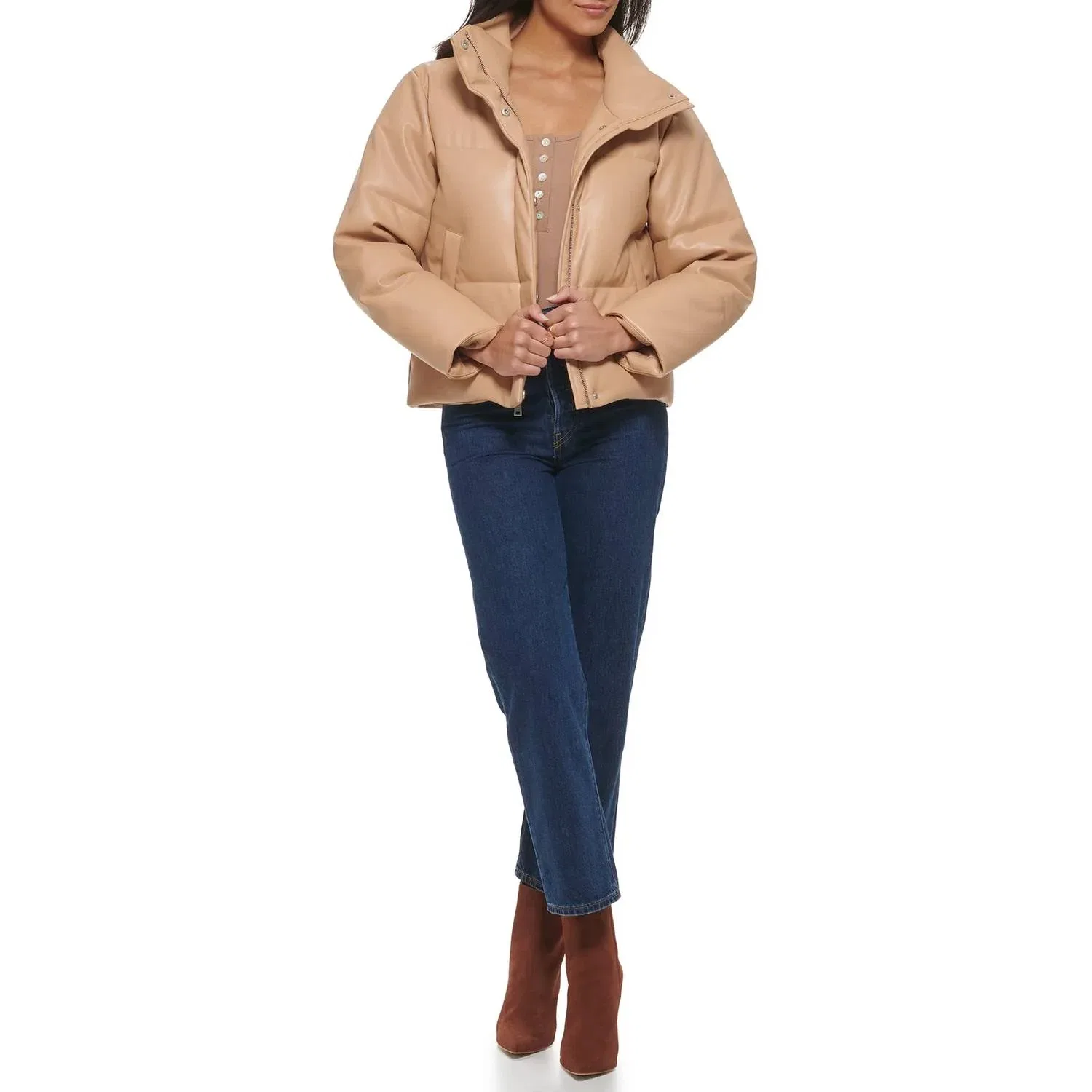 Levi's Детская куртка-бомбер из искусственной кожи цвета бискотти — фото 2