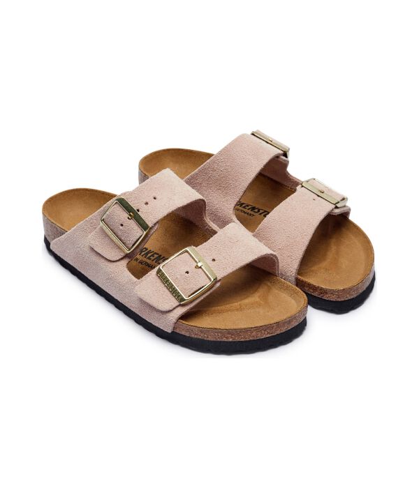Тапочки кожаные Birkenstock Arizona Leve, розовый — фото 3