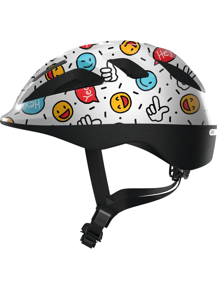 

ABUS Детский шлем Smooty 2.0 белого цвета с изображением смайлика
