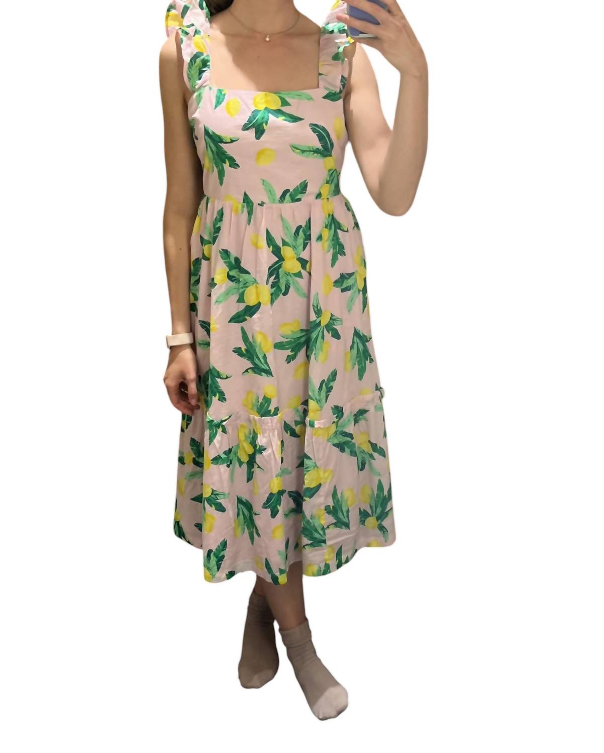 

Платье миди с квадратным вырезом цвета розовых лимонов J.Crew