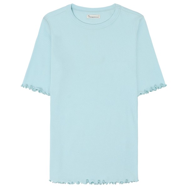 

Женская футболка с ребристым краем и оборками Knowledgecotton Apparel, синий