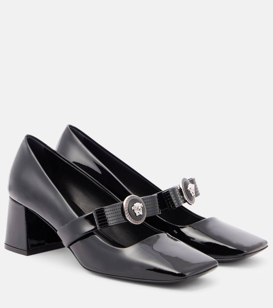 Туфли-лодочки Gianni Ribbon 55 из кожи Versace, Black-Palladium
