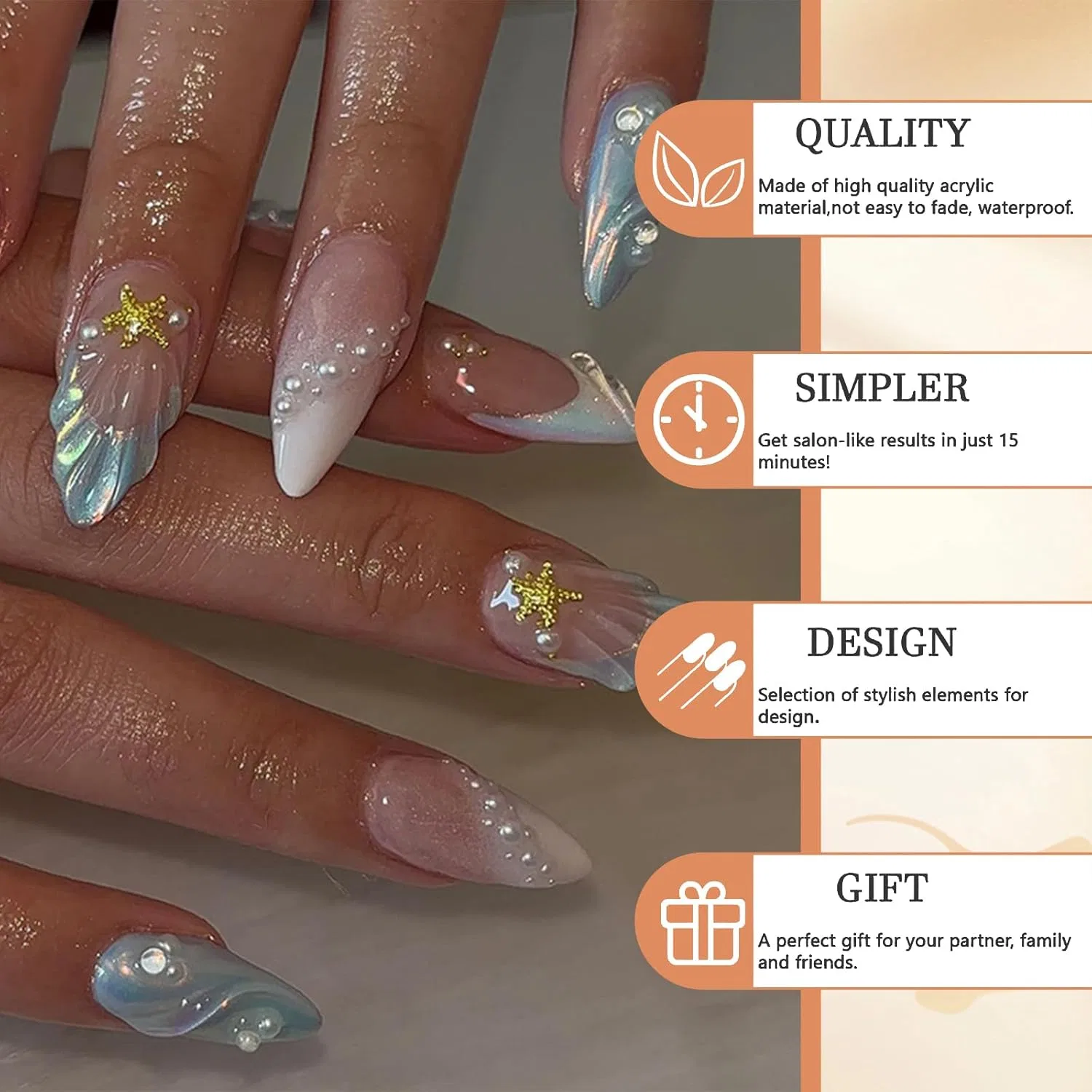 Набор из 24 миндалевидных накладных ногтей «French Lace» от GlamRays Glamrays — фото 4