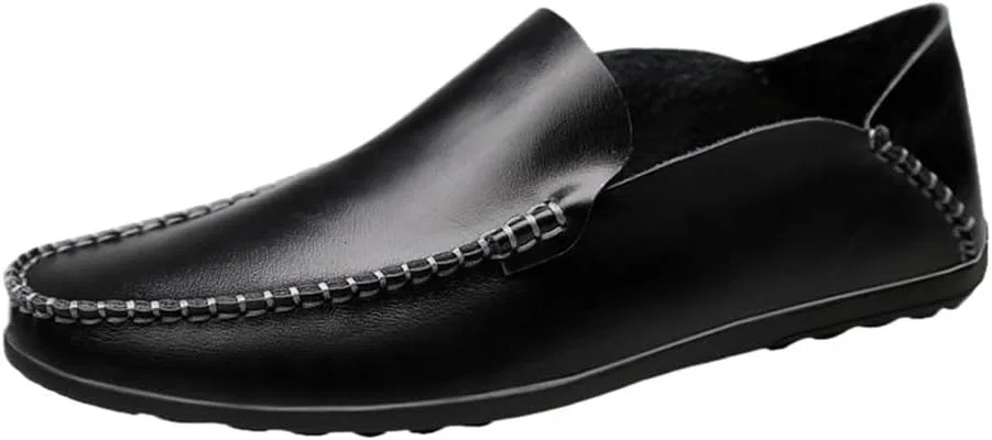 Мужские лоферы, кожаные, slip-on, Black UOPYNE