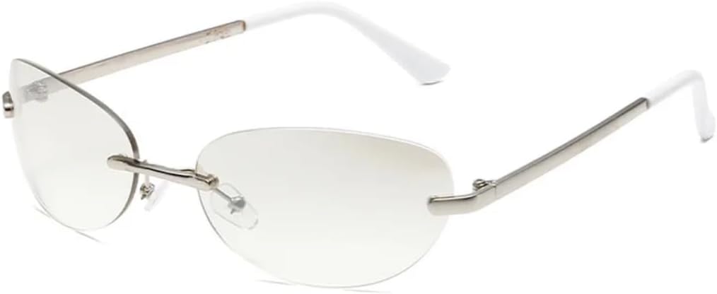 

Солнцезащитные очки с защитой от УФ-излучения UV400 | Овальные без оправы, прозрачные линзы с градиентом Ocean | для женщин и мужчин, для занятий спортом на открытом воздухе и вождения DSVIGF, Silver-silver