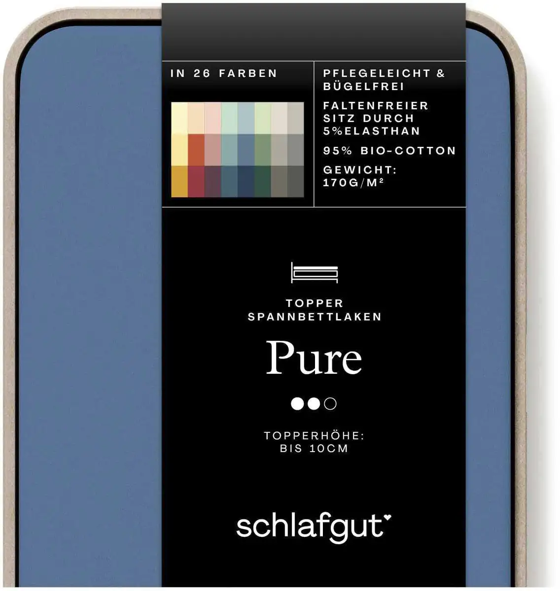 

Простыня Schlafgut "PURE TOPPER" хлопковая 180-200х200-220 см, 1 шт., синий