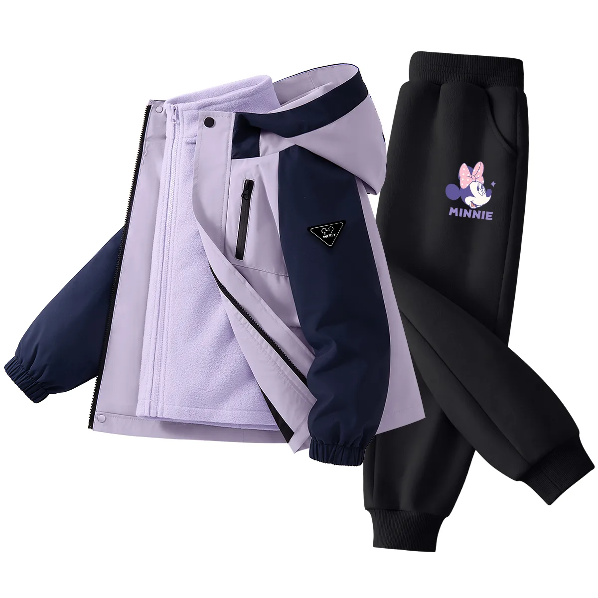 Детская повседневная худи на флисе Disney, Di H Triangle Hook-and-Loop K Violet Blue+Di Shini K Black — фото 4