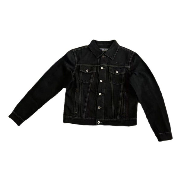 

Куртка alphabet patterned turn down collar denim jacket 'black' Off-White, черный