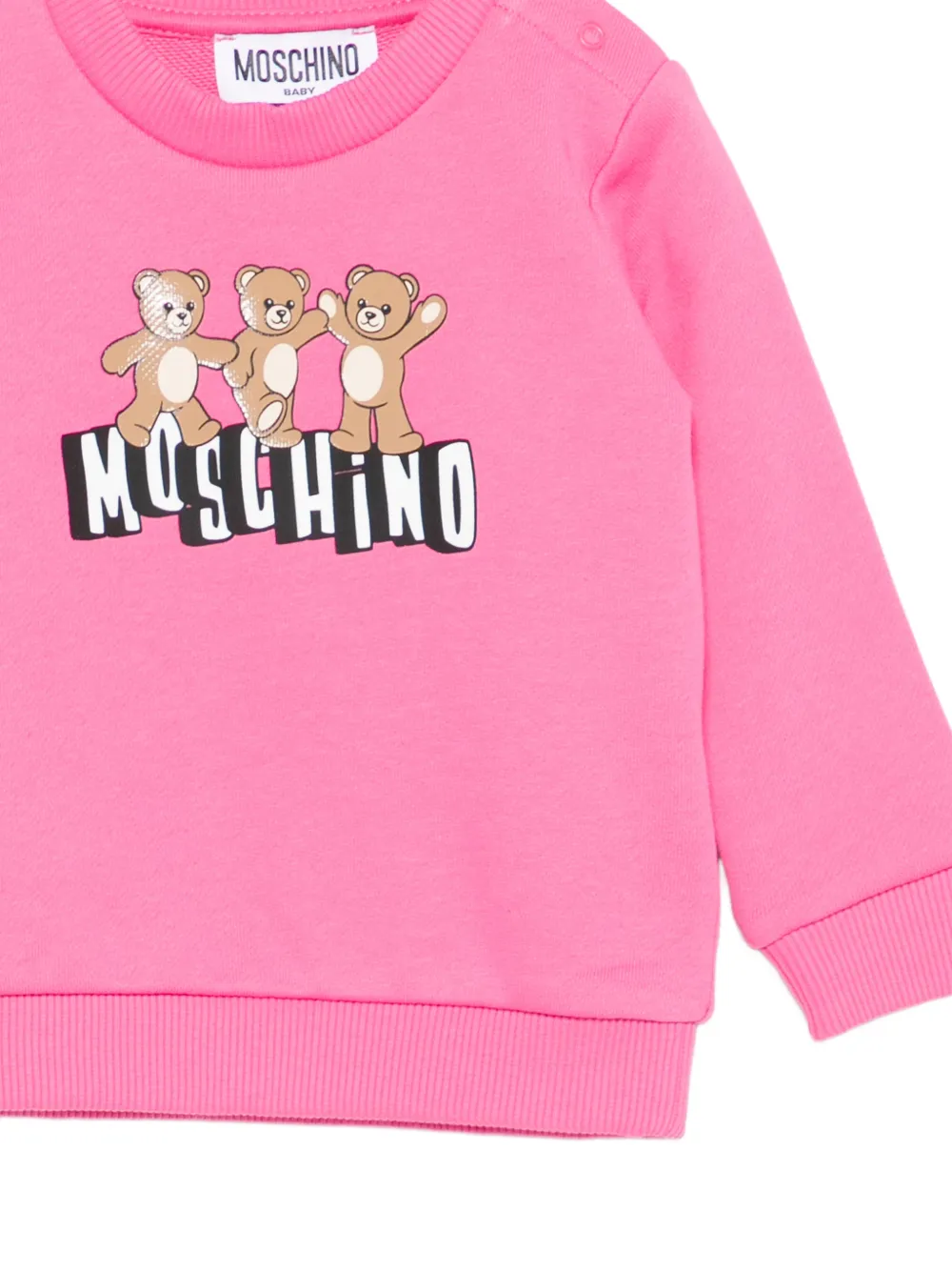 Свитшот с графическим принтом Moschino Kids, розовый — фото 3