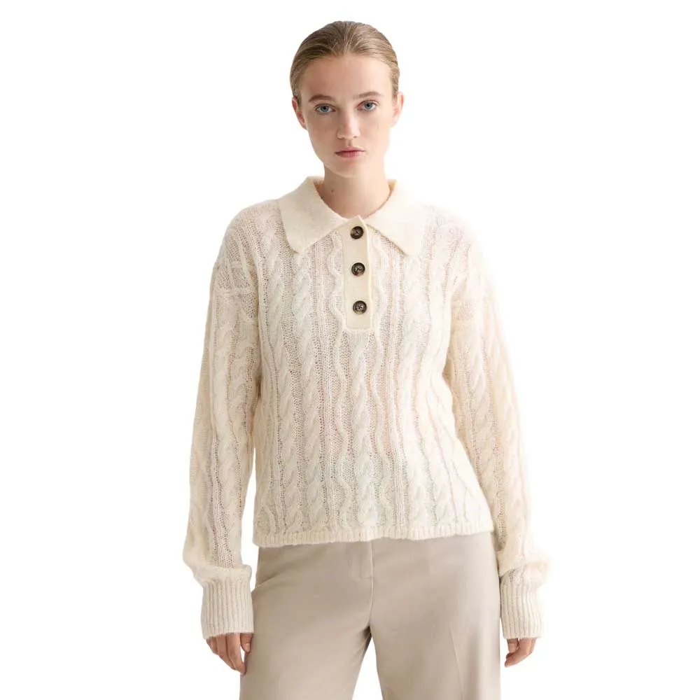 

Поло с длинным рукавом Scotch & Soda Cable Stitch Knit, бежевый
