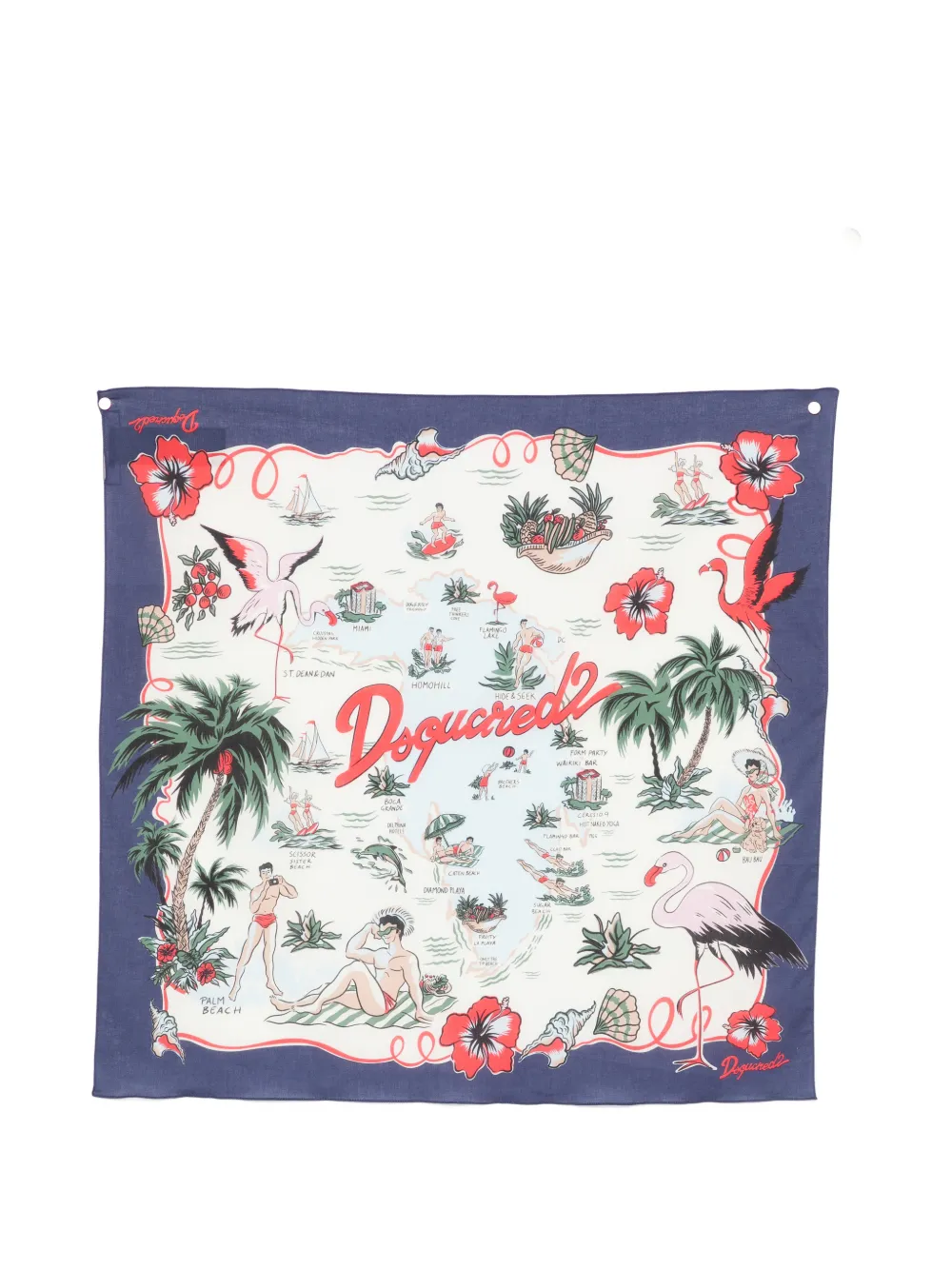 

Шарф с цветочным принтом Dsquared2, синий