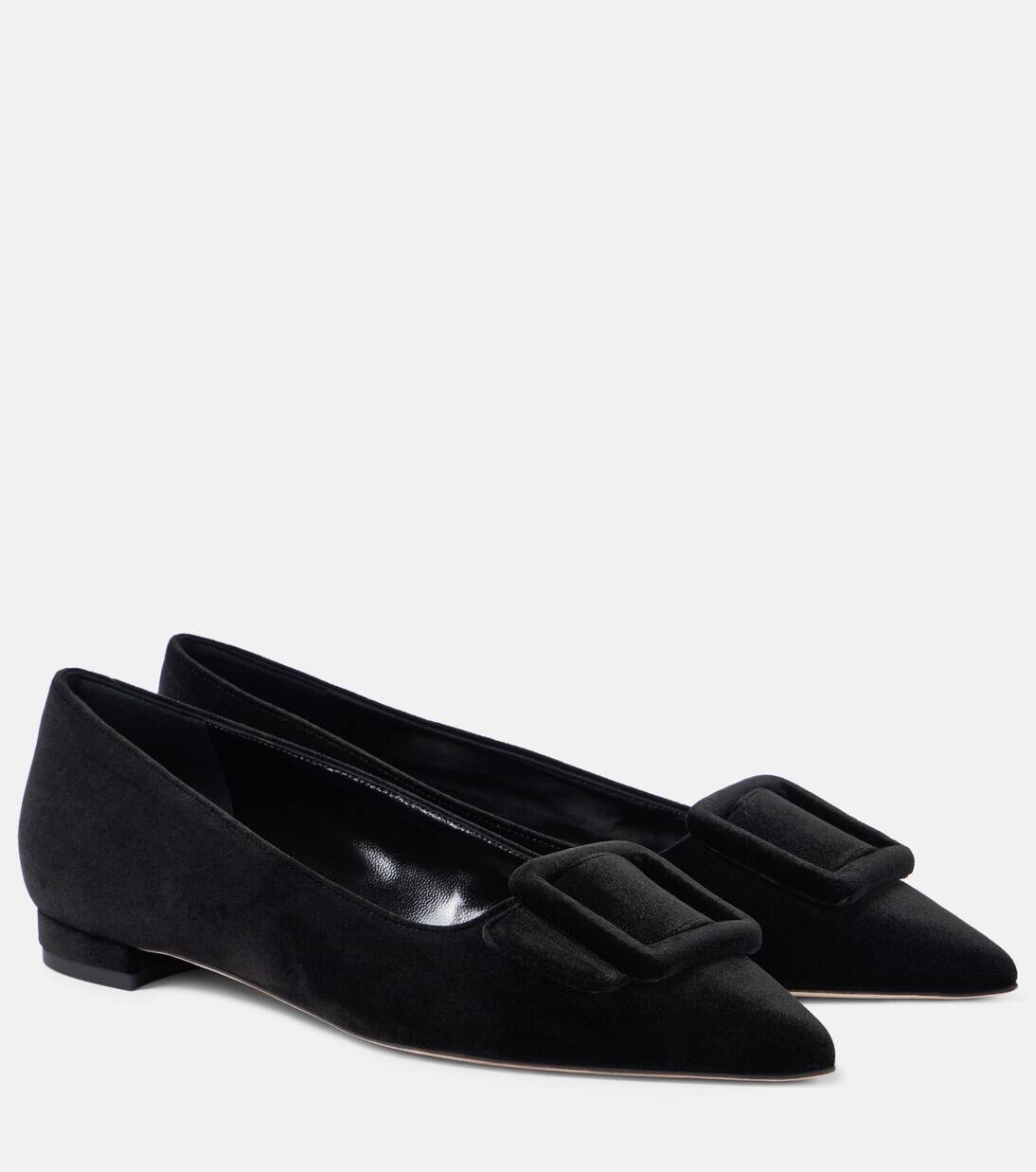 Бархатные балетки Maysalepumpflat Manolo Blahnik, цвет 0015 blck