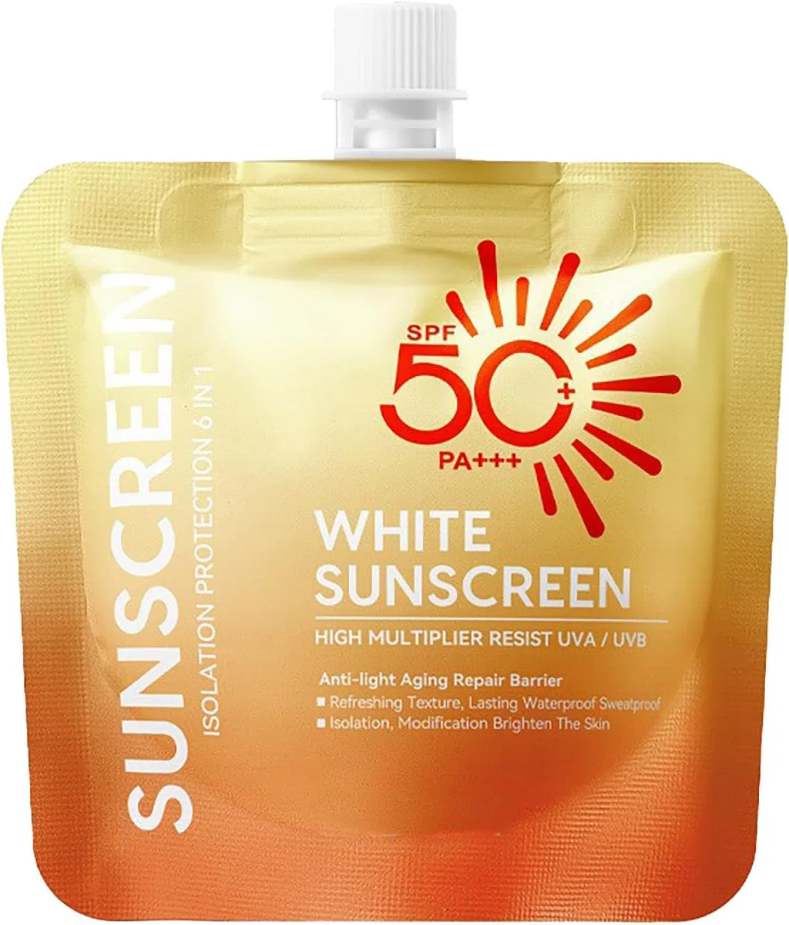 Солнцезащитный крем для лица и тела SPF 50+ PA+++ освежающий водостойкий, оранжевый Generic