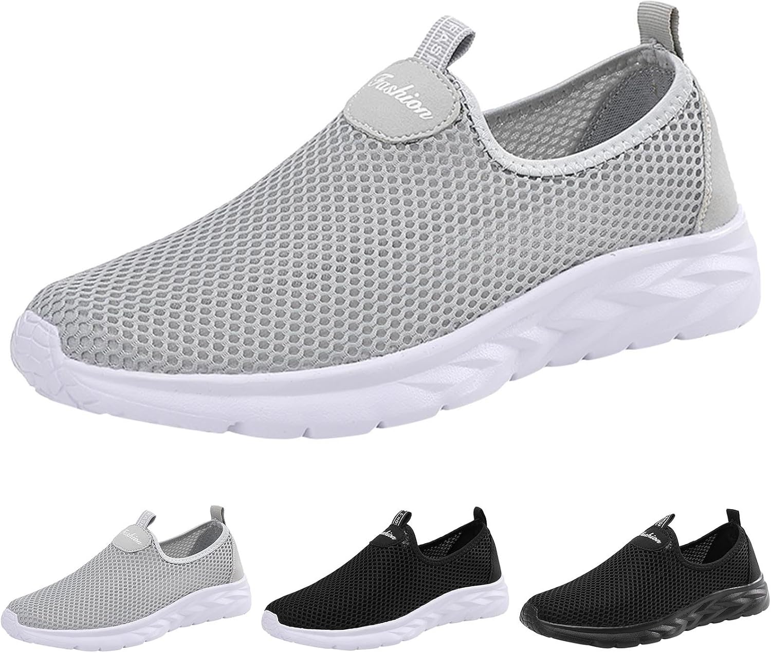 Мужские кроссовки Hbeylia Slip-on, ультралегкие, для ходьбы, с противоскользящей подошвой, стильные, дышащие, для тенниса и скейтбординга, для шопинга и путешествий, серый — фото 2