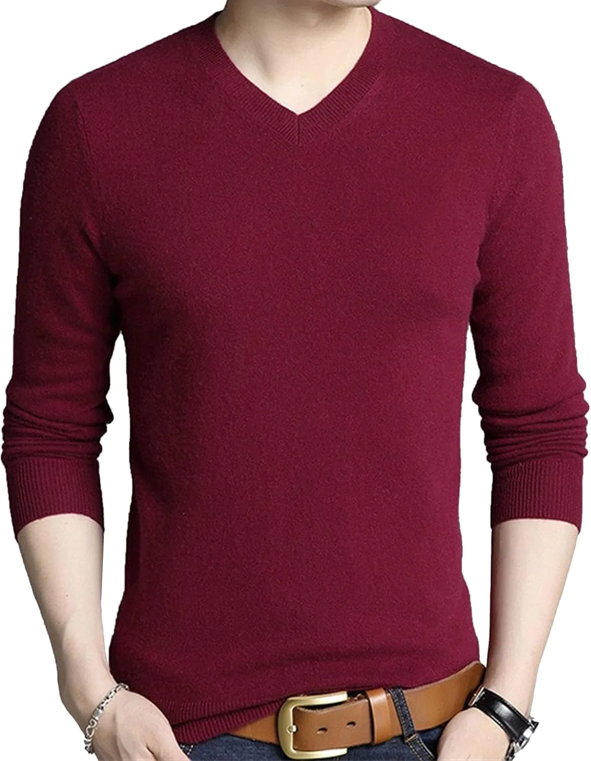 

Мужской свитер Maiyifu-GJ Stretchy Versatile Knit, однотонный, дышащий, для весны и осени