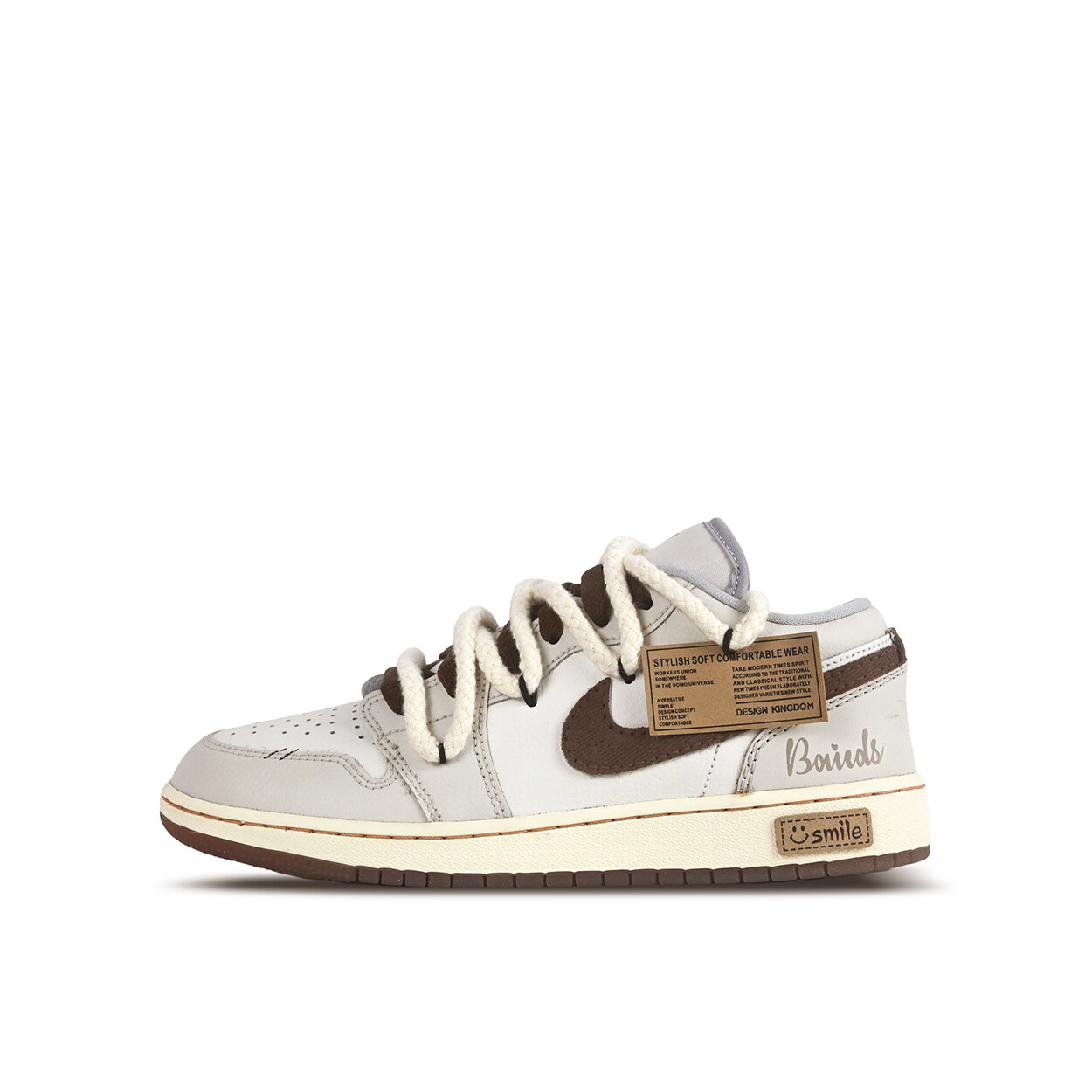 

Кроссовки Air Jordan 1 Vintage Basketball Shoes Women's Low-top Brown, цвет Off White